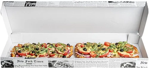 Vista 65 de Restaurantware - Cajas para pizza, 50 unidades, 14 x 7 x 1.5 pulgadas, embalaje de papel de cartón corrugado con bloqueo de pestañas, resistente a