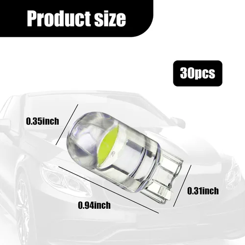 Vista 2 de 30 bombillas LED para automóvil, T10 6000 K, luces interiores universales para salpicadero, luz de cúpula, luz de letrero, luz de matrícula (blanco)
