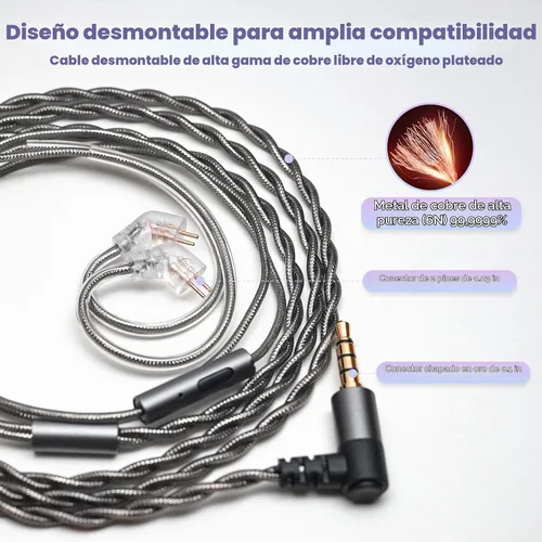 Vista 6 de Hidizs MS1 Galaxy IEM - Auriculares para juegos con doble motor magnético para sonido envolvente para juegos con cable, micrófono en línea, cable