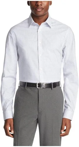 Vista 11 de Calvin Klein Camisa de vestir para hombre, no plancha, elástica, ajustada, a cuadros Acua Multi