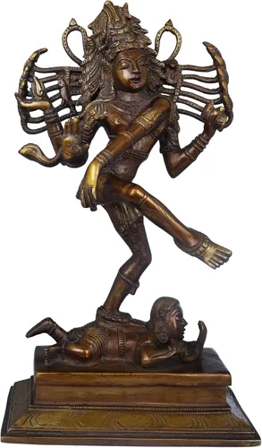 Vista 4 de Exotic India Dancing Shiva - Estatua de latón - Color increíble color antiguo Chola