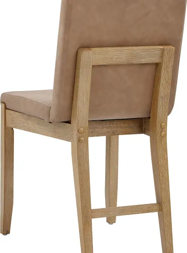 Vista 5 de Nathan James Gracie - Silla de comedor moderna con cojín, silla de comedor tapizada con marco de madera maciza, color marrón claro, juego de 2