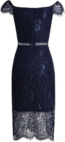 Vista 4 de Vestido de cóctel para mujer, diseño elegante de encaje floral, ceñido al cuerpo