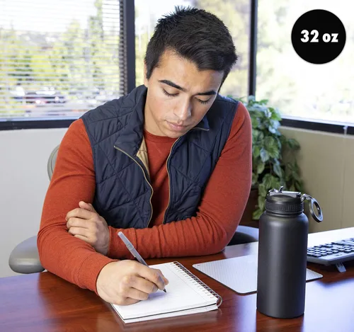 Vista 8 de MIRA - Botella de agua, de acero inoxidable, con tapa con popote sin BPA, con aislamiento al vacío que mantiene el frío durante 24horas y el calor
