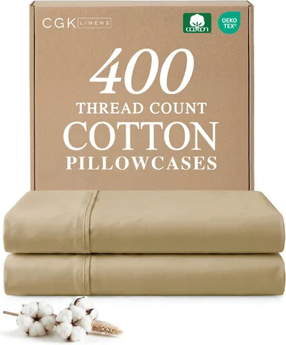 Vista 14 de Juego de 2 fundas de almohada 100 % algodón de 400 hilos, sin arrugas ni decoloración, protectores lavables a máquina, ropa de cama de hotel