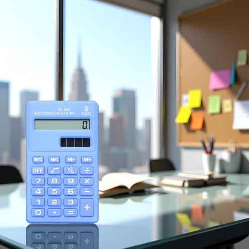 Vista 6 de Calculadoras estándar básicas azules, mini calculadora digital de escritorio, calculadora inteligente de energía solar, tamaño de bolsillo, oficina
