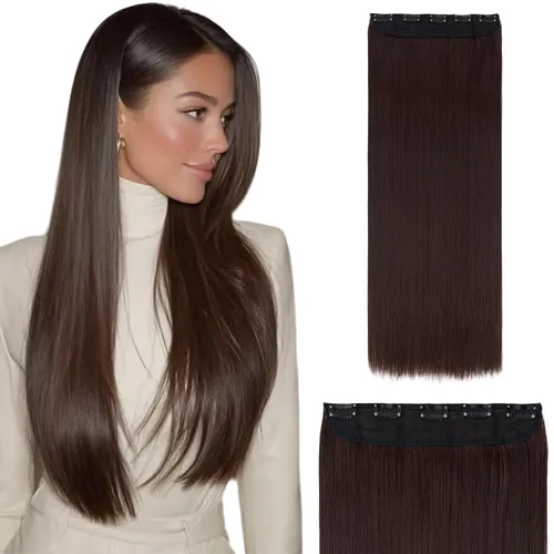 Vista 43 de S-noilite Extensiones de cabello de una pieza con clip, color rubio balayage de 18 pulgadas, en forma de U, extensiones de cabello de trama de una