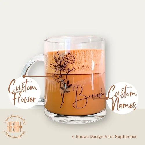 Vista 2 de Taza de café de vidrio personalizada, taza de café, taza de café, taza de vidrio transparente, regalos personalizados con nombre para mujeres, taza