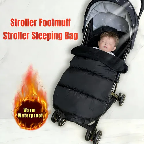 Vista 2 de Saco universal grueso impermeable para cochecito – 3 en 1, saco de dormir para cochecito y almohadilla de algodón con cubierta resistente al viento