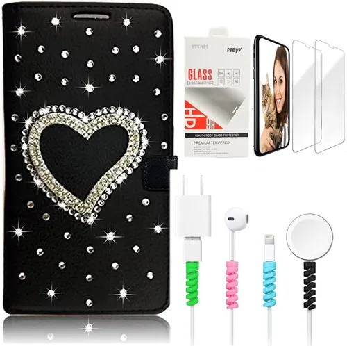 Vista 10 de Bling SSBLDwSPCPSeries-13 - Funda de piel con tapa y protector de pantalla y cable