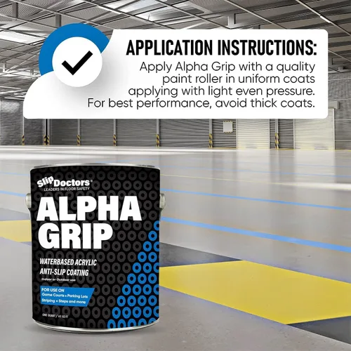 Vista 3 de Alpha Grip Pintura Antideslizante para Concreto y Asfalto – Revestimiento Antideslizante Ideal para Marcar Estacionamientos, Patios de Juegos y Negro