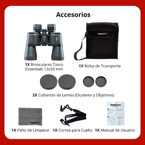 Vista 4 de Tasco Binoculares Porro Essentials con estuche de transporte y correa para el cuello