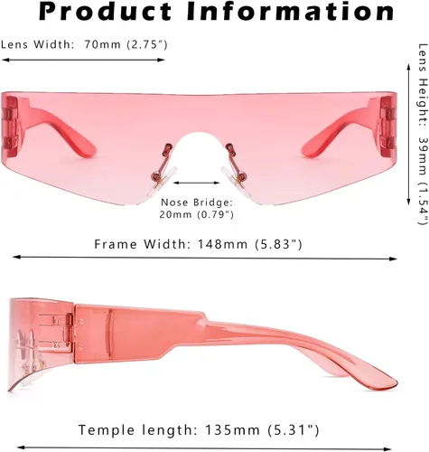 Vista 4 de COASION Wrap Around Sunglasses for Women Men Trendy Rimless Futuristic Shades Y2k Shield Flat Top Fashion Eyeglasses