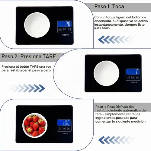Vista 3 de Báscula de alimentos con recargable por USB, báscula digital de cocina con 6 unidades, alta precisión de capacidad de 11 libras, rango