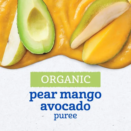 Vista 3 de Gerber Organic Stage 2 - Bolsa de aguacate, mango y pera, 3.5 onzas