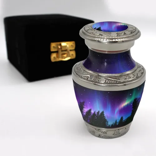 Vista 25 de Commemorative Cremation Urns Urnas de cremación personalizadas decorativas hechas a mano para mujeres (aurora boreal extragrandes)
