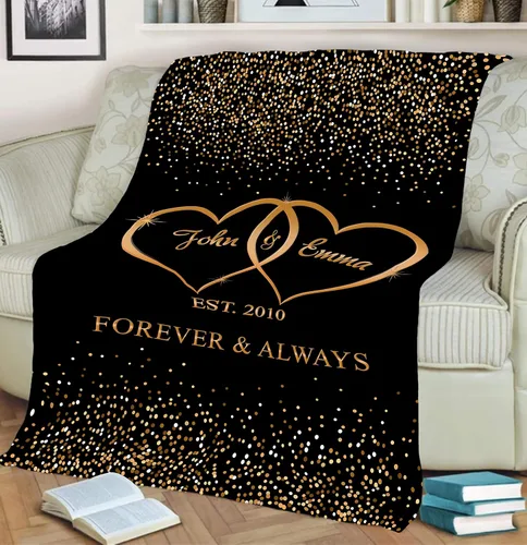 Vista 4 de Manta personalizada con texto en inglés «You & Me Infinite Love», manta para esposa, marido, novia, novio, manta para boda, aniversario, Navidad