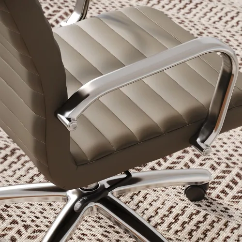 Vista 3 de NBF - Silla ergonómica de cuero sintético con respaldo medio, con memoria, color marrón