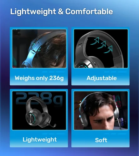 Vista 7 de HECATE by Edifier G30S Auriculares con cable para juegos, transmisión de modo dual Bluetooth 5.3, efectos de sonido de juego, micrófono