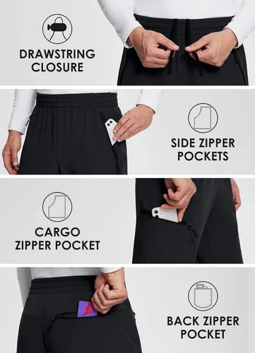 Vista 5 de BALEAF Pantalones cargo de senderismo con forro polar para hombre impermeables softshell y bolsillos con cremallera