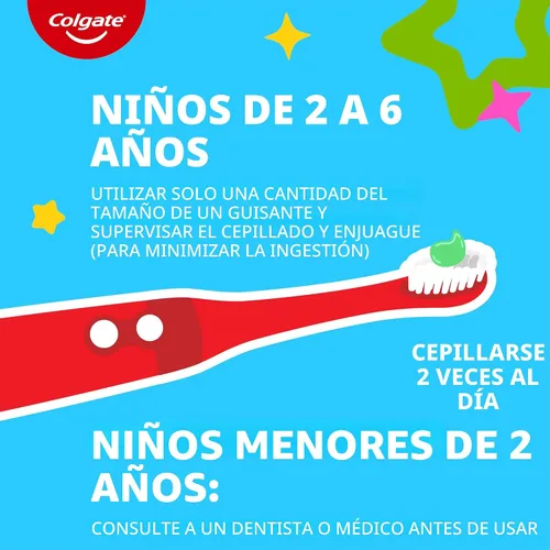 Vista 7 de Colgate pasta de dientes anticavidades para niños con flúor para edades de 2+, sabor a explosión de sandía - 4.6 onzas (4 unidades) For Ages 2 and
