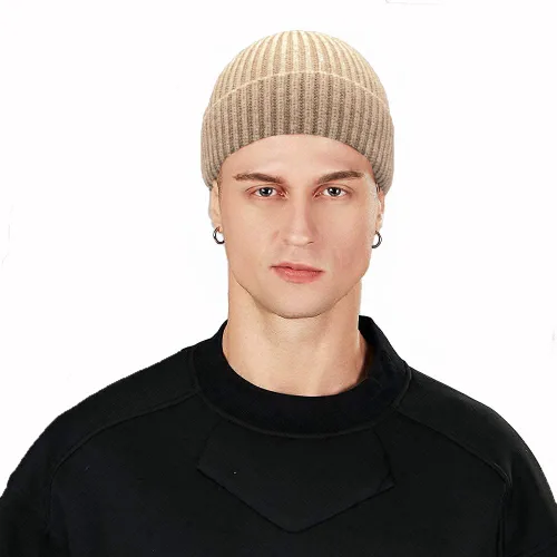 Vista 3 de ROYBENS Swag Wool Knit Cuff Short Fisherman Beanie for Men Women Winter Hat 1 albaricoque