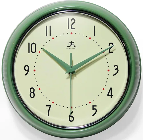 Vista 25 de Infinity Instruments Reloj de pared retro, reloj cuadrado de 9 pulgadas, silencioso sin tictac, moderno de mediados de siglo, reloj de cocina, reloj