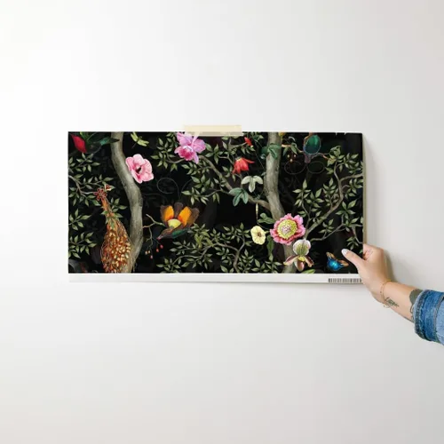 Vista 7 de Papel tapiz para despegar y pegar, diseño de jardín tropical, negro, chino, antiguo, chinoiserie, papel pintado extraíble personalizado Spoonflower