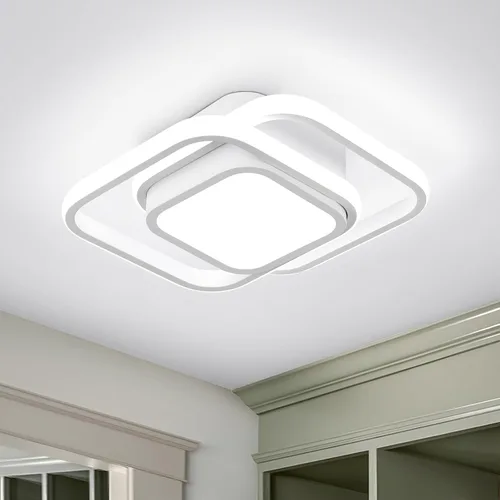 Vista 12 de CANEOE Lámpara de Techo Cuadrada para Pasillo, 6000K Blanco Frío Luz de Techo Moderna de Montaje al Ras, Accesorios de Iluminación LED Cromados