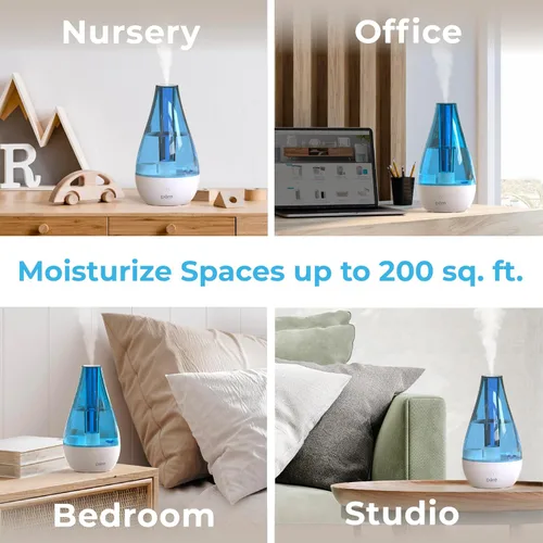 Vista 3 de Humidificador de vapor frío MistAire Studio, ultrasónico, para habitaciones pequeñas, unidad de humidificación portable, ideal para viajar