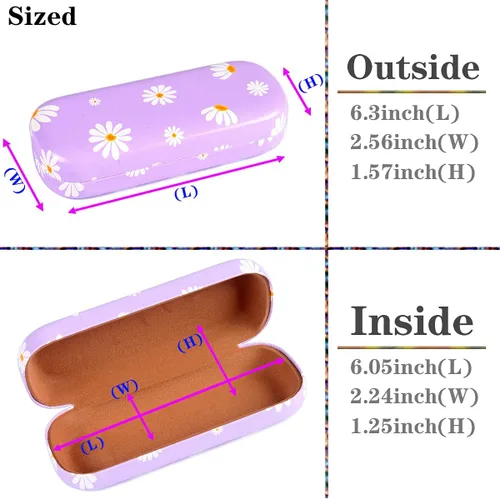 Vista 2 de 3 fundas unisex rígidas para lentes, funda protectora para gafas, funda de gafas de sol con paño de limpieza