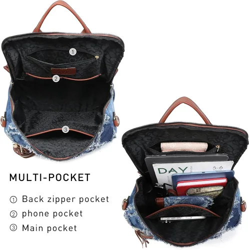 Vista 89 de MKP COLLECTION Mochila de moda para mujer, bolsa convertible grande para mujer, mochila de viaje, bolsa de hombro, juego de 2 piezas con borla, Beige
