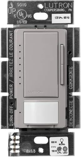 Vista 16 de Lutron Maestro Interruptor regulador con sensor de movimiento para baño, garaje, lavandería y armario, sensor de ocupación y ausencia Almendra