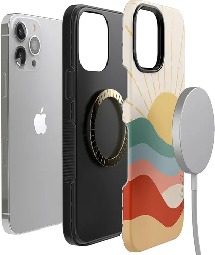Vista 3 de Casely Funda para iPhone 13 Pro Max Here Comes The Sun Colorblock Sunset Compatible con MagSafe Diseño protector audaz