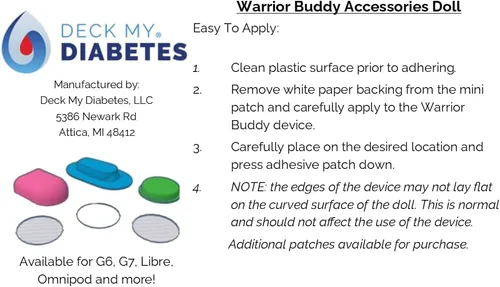 Vista 3 de Warrior Buddy - Accesorios para la diabetes compatibles con muñecas de 18 pulgadas o juguetes de peluche (Dexcom G6, plástico)