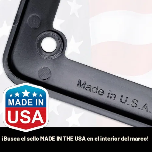 Vista 5 de Marco soporte para placa de matrícula de motocicleta con bandera estadounidense. Letras elevadas 3D (negro/negro)