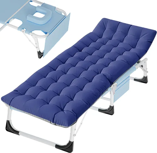Vista 24 de Slsy Catre de camping plegable para adultos con almohadilla, catres de dormir portátiles acolchados, cama de campamento con bolsa de transporte