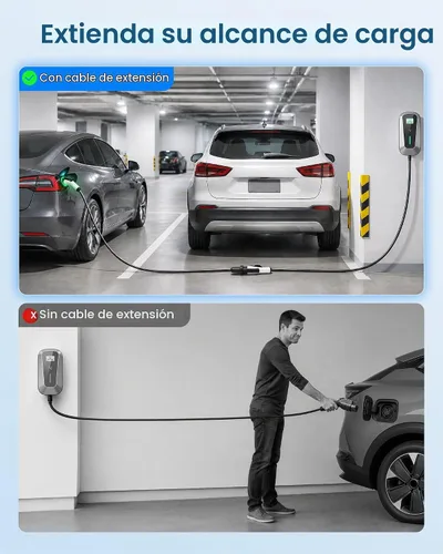 Vista 5 de Cable de extensión WenStorm 50A 30 pies J1772 EV, cable de extensión de cargador EV de nivel 2, cable de extensión EV de 240V de servicio pesado