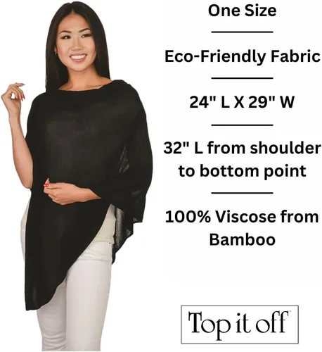 Vista 2 de Top It Off Elsa - Poncho de bambú para mujer, de punto fino, de lujo, hecho de bambú 100% natural, pieza de capas para mayor calidez