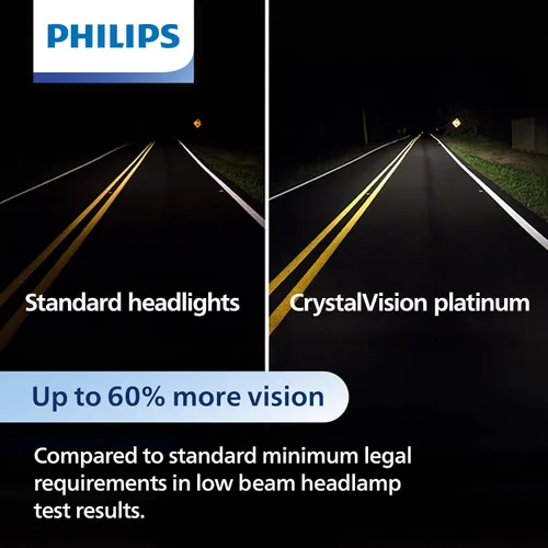 Vista 3 de Philips Automotive Lighting H11 CrystalVision Platinum Mejora Superior Automotriz Bombilla de Faro Blanca Brillante de Reemplazo, para Luz Alta, Luz