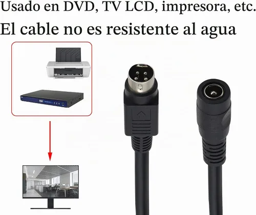 Vista 7 de Cable de alimentación de 4 P-in DI-N a CC4 Pi-n Mini D-in macho a D-C 5521 Cable