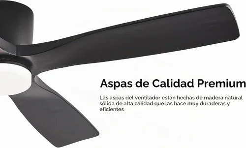 Vista 6 de WINGBO - Ventilador de techo de montaje empotrado de 48 pulgadas con DC, luces y control remoto, 4 aspas talladas reversibles de madera, motor DC