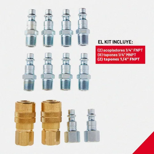 Vista 3 de Milton S-210 NPT kit acople y conector macho, NPT 1/4'' (12 unidades)