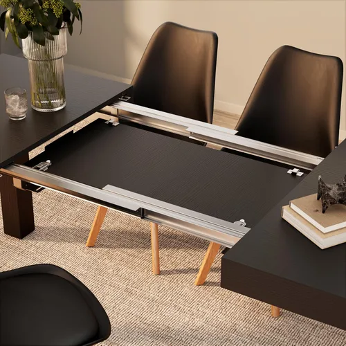 Vista 3 de Mobili Fiver, mesa extensible First, fresno negro, fabricada en Italia