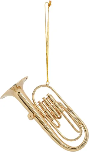 Vista 4 de Broadway Gifts Co - Instrumento de tuba en tono dorado, adorno colgante de latón de 4 pulgadas