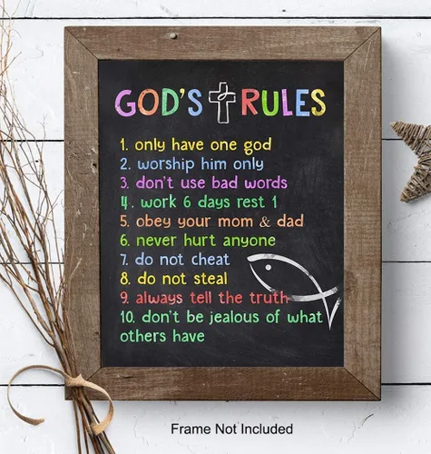 Vista 7 de Decoración de pared de los Diez Mandamientos para niños, niñas, habitación de niños pequeños o guardería, arte de pared con versículos religiosos
