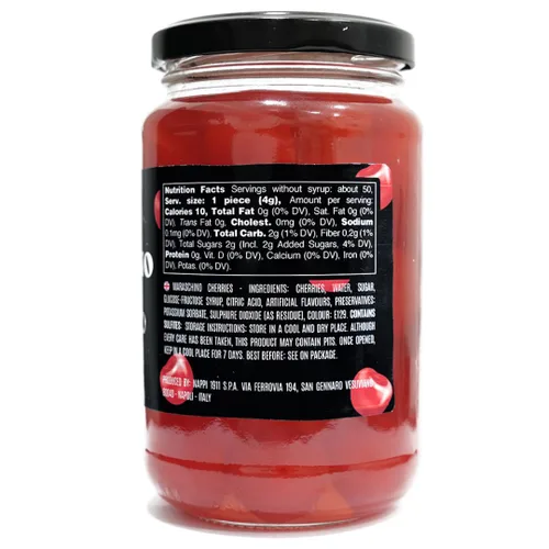 Vista 2 de Nappi 1991, Cerezas al marrasquino sin tallos, Cereza roja, 14 oz (390 g),Producto de Italia