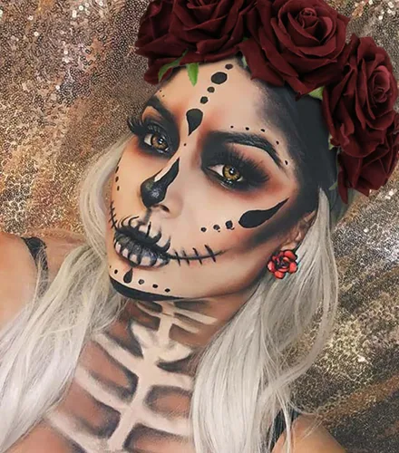 Vista 5 de WOVOWOVO Diademas florales de corona de rosas oscuras para mujer, diadema de rosas falsas rojas para festivales, Halloween, cosplay, disfraces