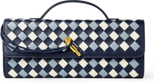 Vista 13 de Joryin Bolso tejido para mujer, bolso de mano de cuero tejido, bolso cruzado, bolso formal de noche, cuero vegano