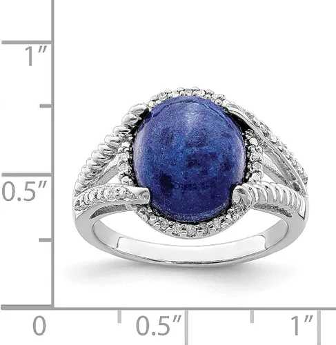 Vista 3 de 925 Sterling Silver Lapis Diamond Band Ring Gemstone Fine Jewelry For Women Gifts For Her